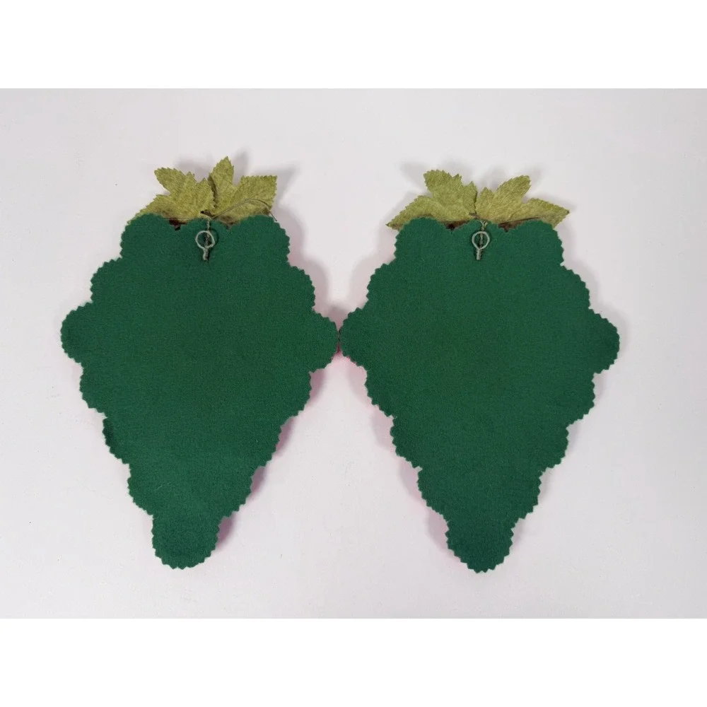 MCM Velvet Covered Bottlecap Grape Cluster Wall Decor Accent Pair 9